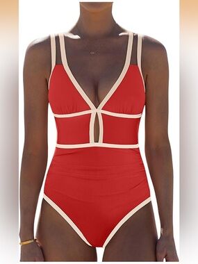 One Piece Swimsuit Tummy Control Sexy Cutout Neon Color Block S. 2206/bb4-1